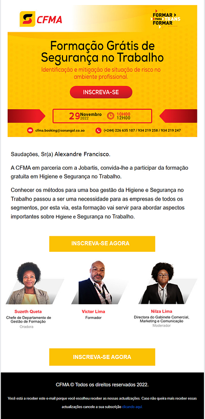 Proposta de Newsletter para Webinar da CFMA