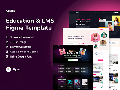 Education & LMS website design childhood courses education figma homepage landing page design learning learning platform lms online class online education school skills student study training ui uiux web design website