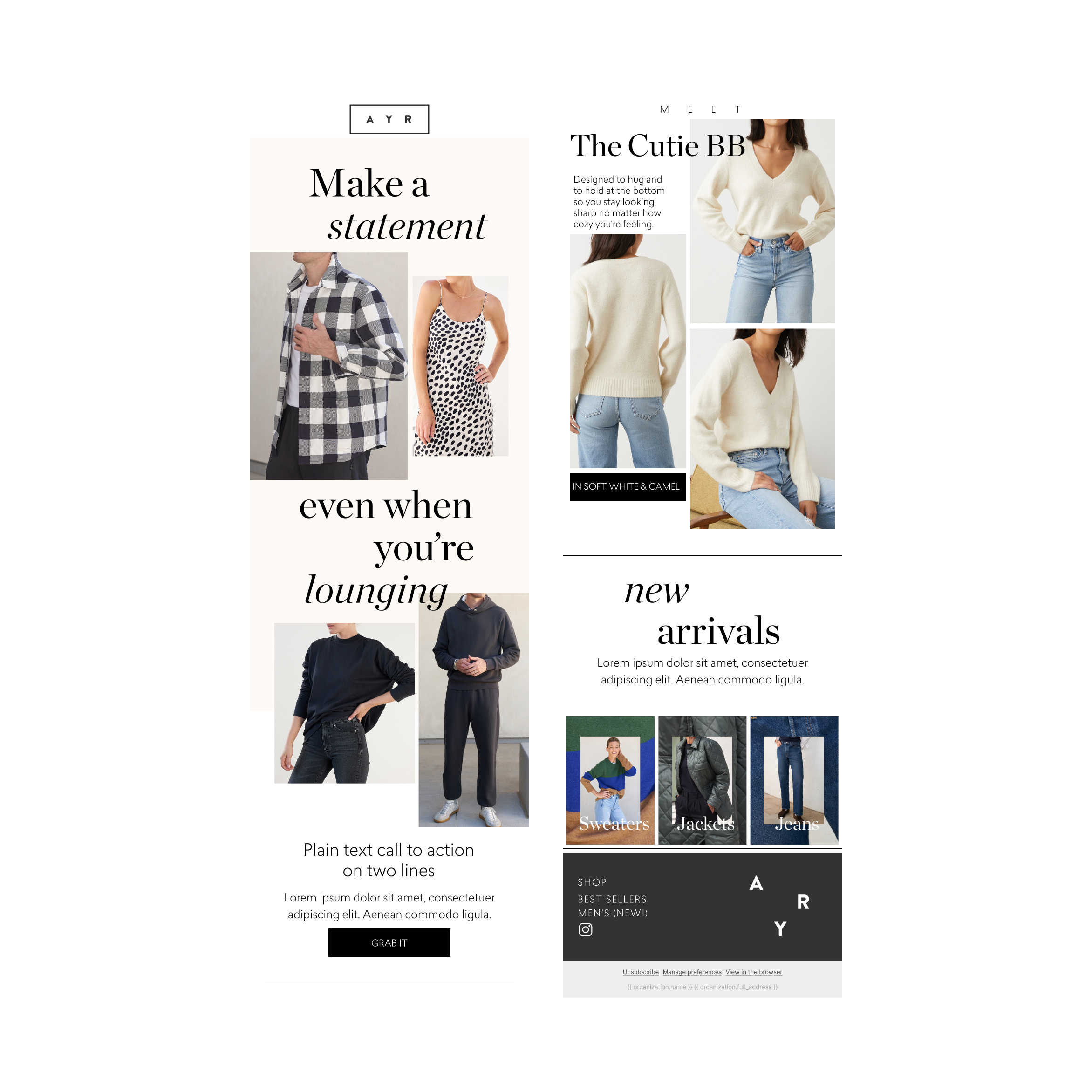 AYR - Klaviyo Newsletter Design art direction branding design emailify figma graphic design klaviyo newsletter