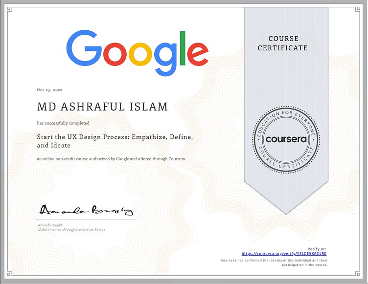 Google Professional UX UI Design Certificate by Asraful I. on Dribbble