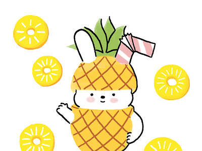 Pineapple juice digital art digital illustration drawing fruit illust illustration pineapple pineapple juice procreate rabbit