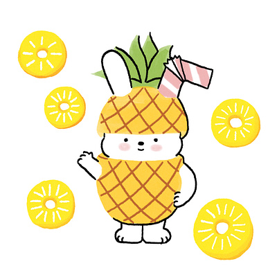 Pineapple juice digital art digital illustration drawing fruit illust illustration pineapple pineapple juice procreate rabbit