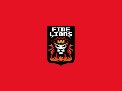 FIRE LIONS logo - FOR SALE brand design esports fire fireman fuego gaming graphic design lion logo mascot red vector