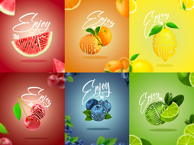 Enjoy the Summer Vibes color creative design fresh fruit fun graphic design photoshop poster summer typography