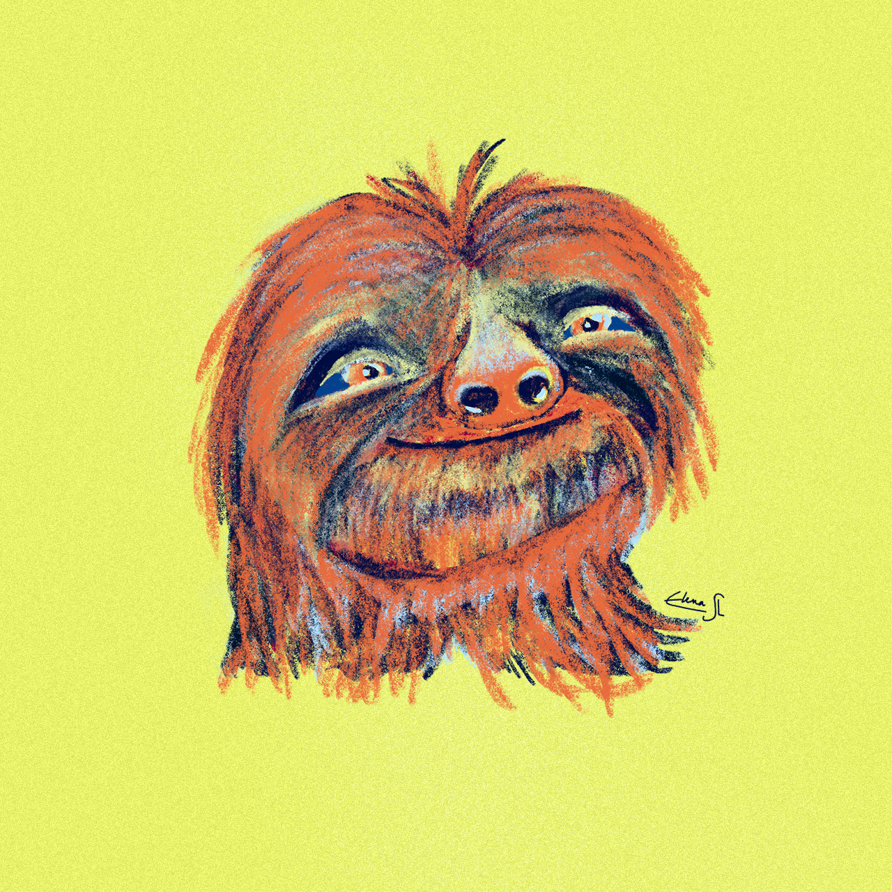 Smiley Sloth! 2d 2d illustration animal artwork brush cartoon character colorful concept art illustration monster procreate procreate illustration sloth sloth character smile smiley animal vector vector illustration