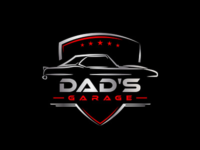 Dad's Garage Logo auto logo car logo car shield logo design elegant emblem garage logo graphic design logo logo design shield lgoo