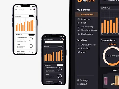 FitGenie is a Fitness & Diet Dashboard dashboard diet fitness tracker ui user interface workout