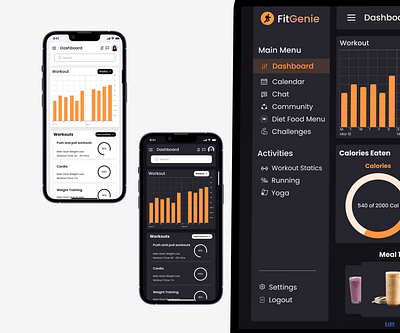 FitGenie is a Fitness & Diet Dashboard dashboard diet fitness tracker ui user interface workout