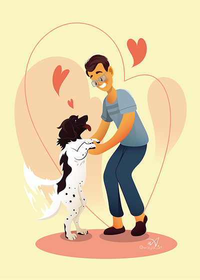 Dad's love for his pet adobe illustrator animal animals book illustration cartoon character children book children book illustration dad digital art digital painting dog father fathers day hearts illustration love vector vector art