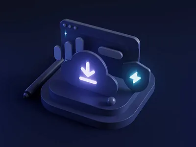 3D Illustration 3d app clean cloud dark design download interface mobile ui ux