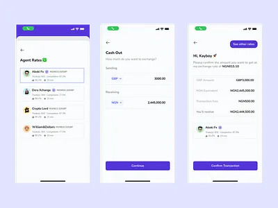 GBP to Naira Exchange transfer with rate comparison app design finance fintech mobile app mobile design ui uiux ux
