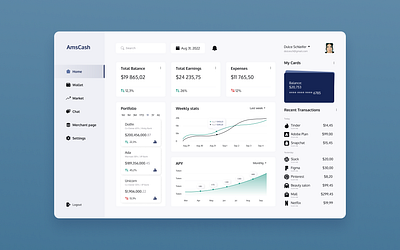 AmsCash – FinTech dashboard dashboard design fintech ui