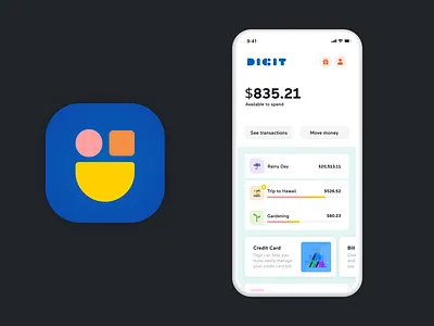 Digit in-app brand exploration app icon logo ui