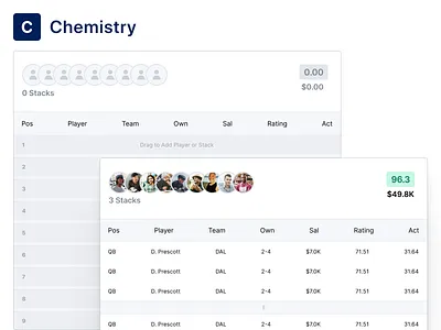 Custom Team Stacks customization design fantasy sports football illustration sports ui ux