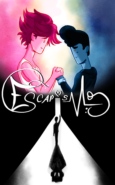 Book cover project - "Escapismo" book cover book cover desing book illustration cartoon cartoon style character character design characters comic comic art cover cover design design digital art digital painting illustration original characters personal project webtoon webtoon art