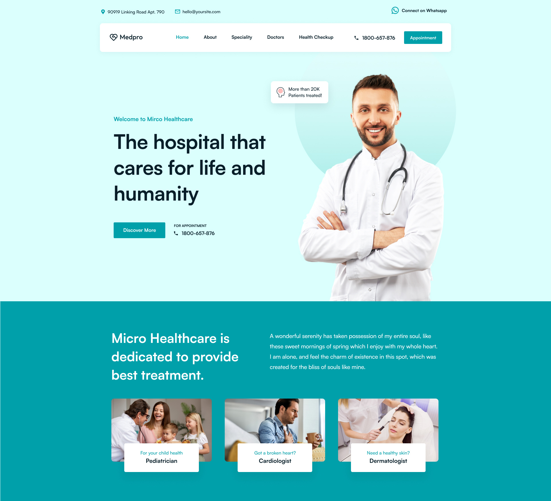Medpro - Doctor Webflow Template clinic website dentist website doctor website healthcare website hospital template ui user interface design webflow template