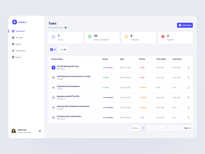 Tasks Dashboard clean dashboard kanban management minimal planner task manager tasks teamwork track ui uiux