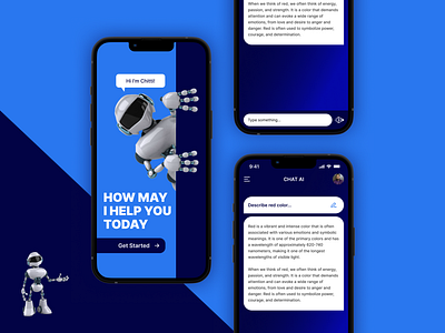 AI Chat Bot Mobile App ai blue chatbot robo ui zayeem