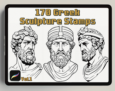 170 Procreate Stamps for Greek-Inspired Illustrations ancientgreece architecturalelements creativedesign digitalstamps greekart greekculture greekillustrations greekmythology greekstamps greeksymbols historicalart mythologicalcharacters procreatestamps tattoodesign