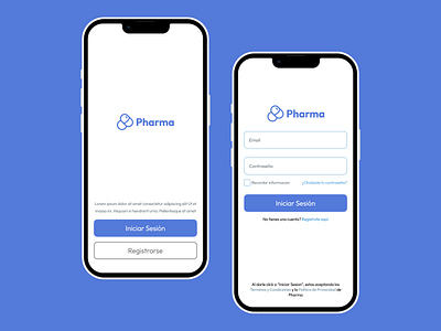 PharmaApp app design login register screen ui uiux ux