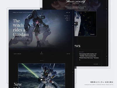 The Witch Rides a Gundam anime black design gundam magazine minimal simple ui