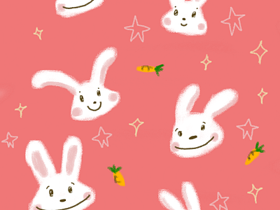 cute bunnies, carrots, and stars wallpaper bunnies cartoon cottagecore cute cutesy design digital art fairycore galaxy graphic design illustrate illustration kawaii kidcore phone wallpaper pink stars wallpaper