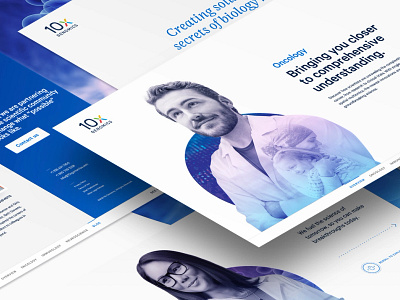 10x Leadership Campaign Creative award biotech blue branding campaign concept creative design genomics interactive lifesciences model people pharma science ui university website