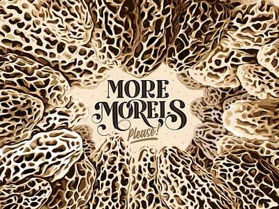More Morels, Please!, 2023 fantasy forage foraging forest fungi fungus herbs morel morels mushrooms nature organic pattern shroom shrooms wild wildlife