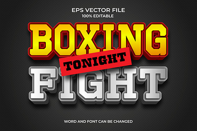 Realistic boxing fight 3D text style effect badge