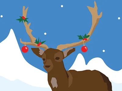 Winter Reindeer antlers artic christmas cold deer design holiday holly mistletoe mountains ornaments reindeer snow winter