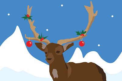 Winter Reindeer antlers artic christmas cold deer design holiday holly mistletoe mountains ornaments reindeer snow winter