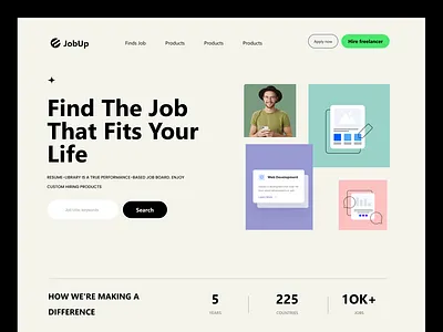 Job Finder Platform Website branding caree design finder hiring hiring platform job job board job finder platform website job listing job portal job search job seeker landing page recruitment ui web design website website design work finder
