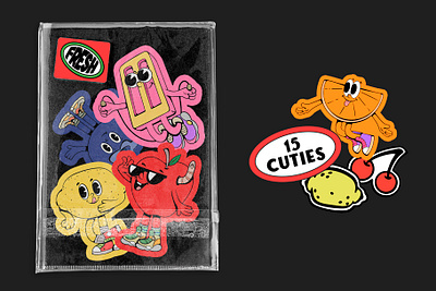 Summer Season 90s branding character clipart creative market cute design fruits graphic design illustration logo mascot popsicle retro sticker vector