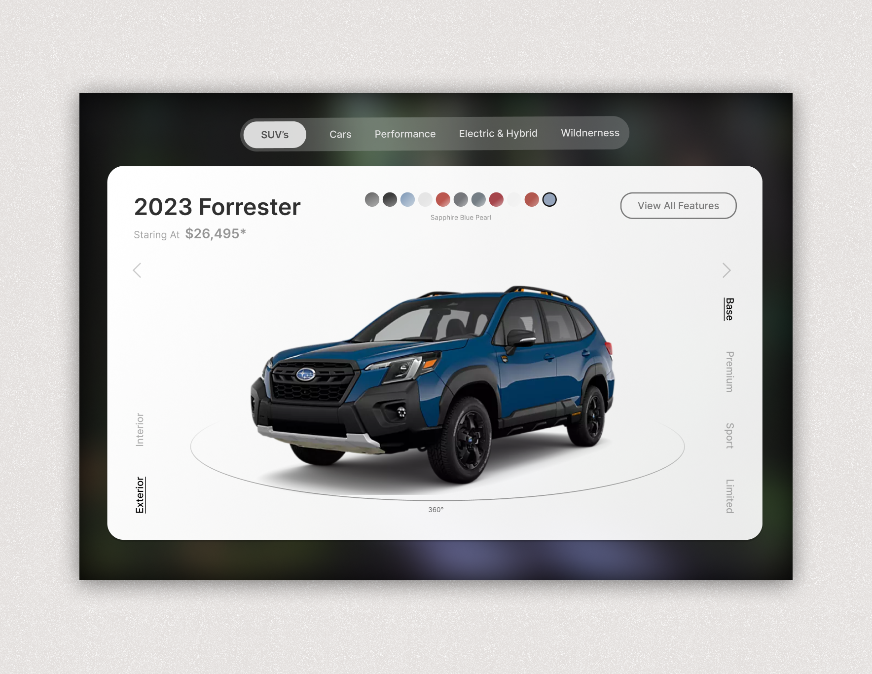 Subaru Landing Page design ui