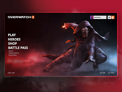 Overwatch + StarWars UI / What If?#01 dark ui desktop game gaming hud kylo main screen overwatch star wars ui ui design