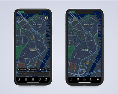 Maps dark theme app design ux