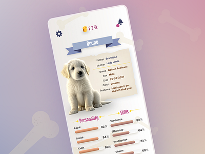 Game Mobile UI UX Design animated animation asset care design dog game gaming iphone mobile mockup motion graphics pedigree pet player profile puppy ui unity ux