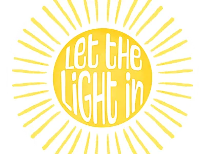Let The Light In - Sunshine design digital art digital painting drawing graphic design illustration light orange procreate quote retro font sticker design sun graphic sunshine typography watercolor yellow