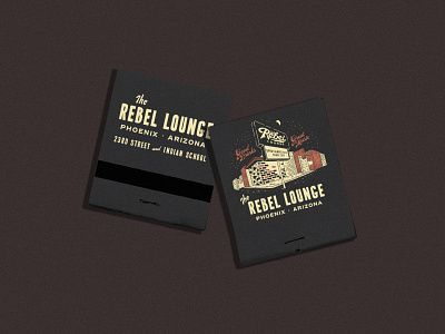 The Rebel Lounge Merch arizona bar beer building cocktails illustration matchbook matches mockup music perspective phoenix psd rebel lounge venue