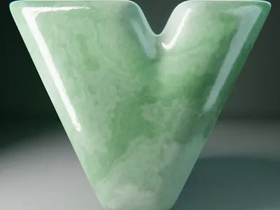 36 Days of Type: V 3d illustration jade polished rock texture type design typography