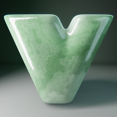 36 Days of Type: V 3d illustration jade polished rock texture type design typography