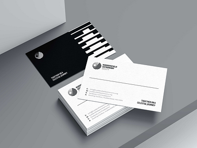 Huddersfield Astronomy Society - Brand (Business Cards) astronomy black and white brand branding business card earth huddersfield logo moon planets print single color space stationery