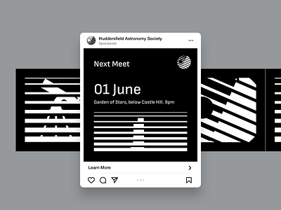Huddersfield Astronomy Society - Brand (Social posts 3) astronomy black and white brand castle hill earth graphic design huddersfield instagram lines logo moon planets social media solar system space swiss design telescope