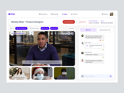 TEMU - Online meeting platform design dribbble googlemeet meet meeting online platform shots ui design uiux web zoom