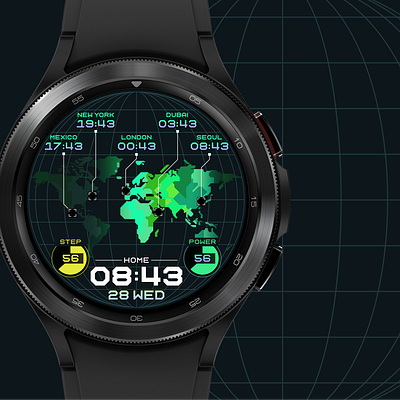 watchface design 14 - WRLD_00 applewatch design galaxywatch graphic design illustration smartwatch ui watch