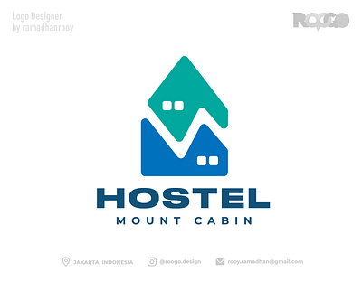 HOSTEL awesome blue branding cabin creative design elegant graphic design great hostel house illustration logo mountain sage typography vector