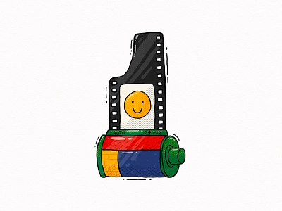 Smiley on film 35mm analog bright film film photography film roll illustration illustrator primary print retro smile smile face smiley vintage