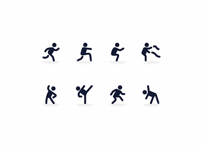 Gym & Fitness Icons gym fitness gymnastics icon icondesign iconography icons interfaceicons kicking solid solidicon solidicons sport squats stretching warm up workout