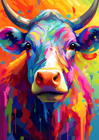 Proud Cow - Arte Txikia art artistic assemblage colorful cow decor design illustration playful pride proud vibrant wall art