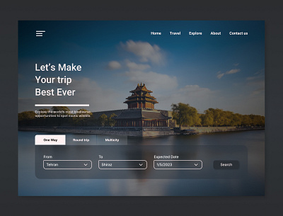 Trip landing page graphic design ui